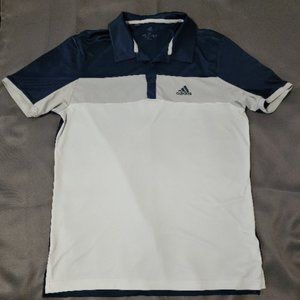 Men's Adidas Polo, Navy Blue Color Block, Medium